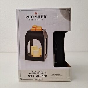 NIB Red Shed Brand Metal Lantern w/Candles Wax Warmer Honeycrisp Cider Gift Set